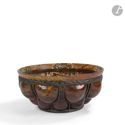 an image of a brown bowl sitting on top of a white surface