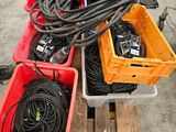 many different types of electrical equipment on the pallets