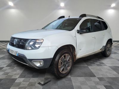 a picture of a white dacia parked in a garage