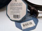 a picture of a leather belt with a tag attached to it