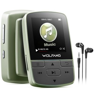 a mp3 player with ear buds and headphones in front of it