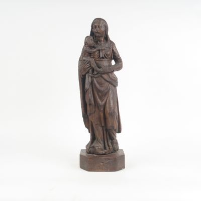 Ecole française XVIIème. "Vierge à l'enfant" Sculpture en ch…