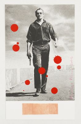 an image of a black and white photo of a man with a gun