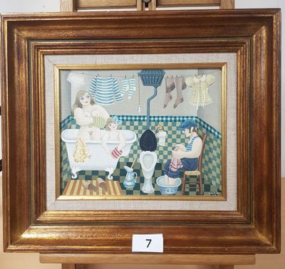 une photo d'un tableau représentant une femme dans une baignoire