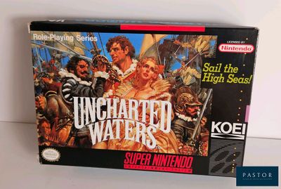 une boîte du jeu « Uncharted Waters » posée sur la table