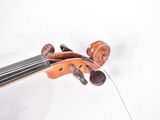 a close up of a violin with a bow on a white background