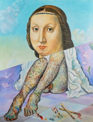 Jean Luc GIGAN (Né en 1959) La leçon de peinture, 2018