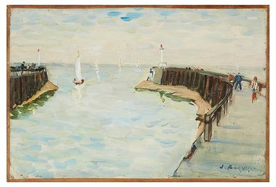 BOUYSSOU Jacques (1926-1997) - "Sortie de port", huile sur p…