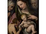 an image of a painting of a woman holding a baby in her lap