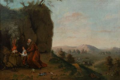 Ecole du XVIIe siècle. Le sacrifice d'Abraham - Photo 1