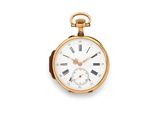 pocket watch with roman numerals and roman numerals on the dial