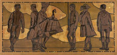 painting of a group of men dressed in military clothing