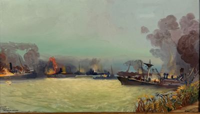 Jean-Louis PAGUENAUD (1876-1952), Sabordage à l'entrée de la…