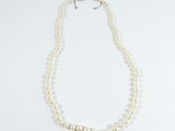 a white pearl necklace on a white background