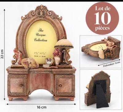 a picture of a table with a picture frame on it