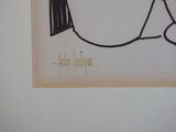 a picture of a drawing of a woman with a hat on