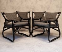 4 fauteuils bambou noirci 1980.
