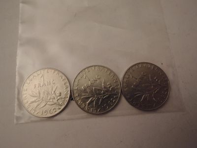 Monnaies France - 1 Franc Semeuse 1962 - Lot DE Trois …
