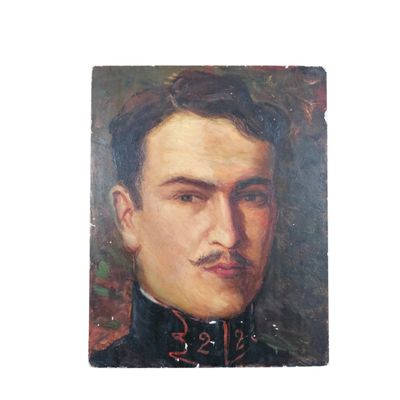 tableau représentant un homme en uniforme militaire, portant une moustache