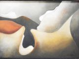a painting of a woman laying down with her eyes closed