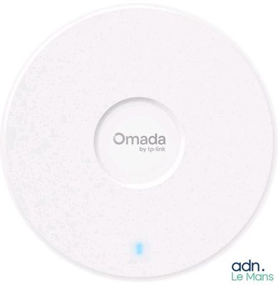 an image of a white circular device with the words omada on it