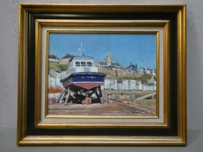 a picture of a painting of a boat in a frame