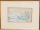 an image of a picture of a painting of trees in a field