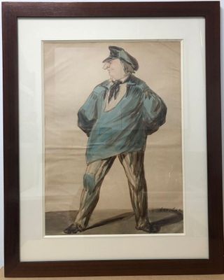 une image représentant un tableau sur lequel figure un homme portant une chemise bleue et un chapeau