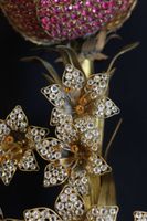 Girandole à trois lumières en laiton, bronze et verroterie c… (photo 4)