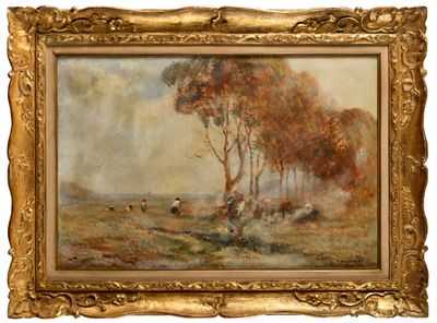 Fernand MAILLAUD (1862-1948) Les foins au petit matin, Ile d…