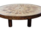 an image of a wooden table with a mosaic top