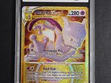 a close up of a pokemon card in a plastic case