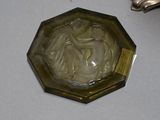 a glass plate with a picture of a woman on it