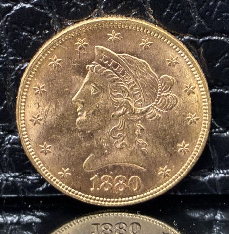 Une pièce de monnaie à valeur faciale de dix dollars Liberty 1880...