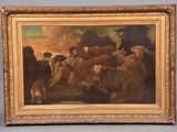 an oil painting of a group of men and animals in a landscape