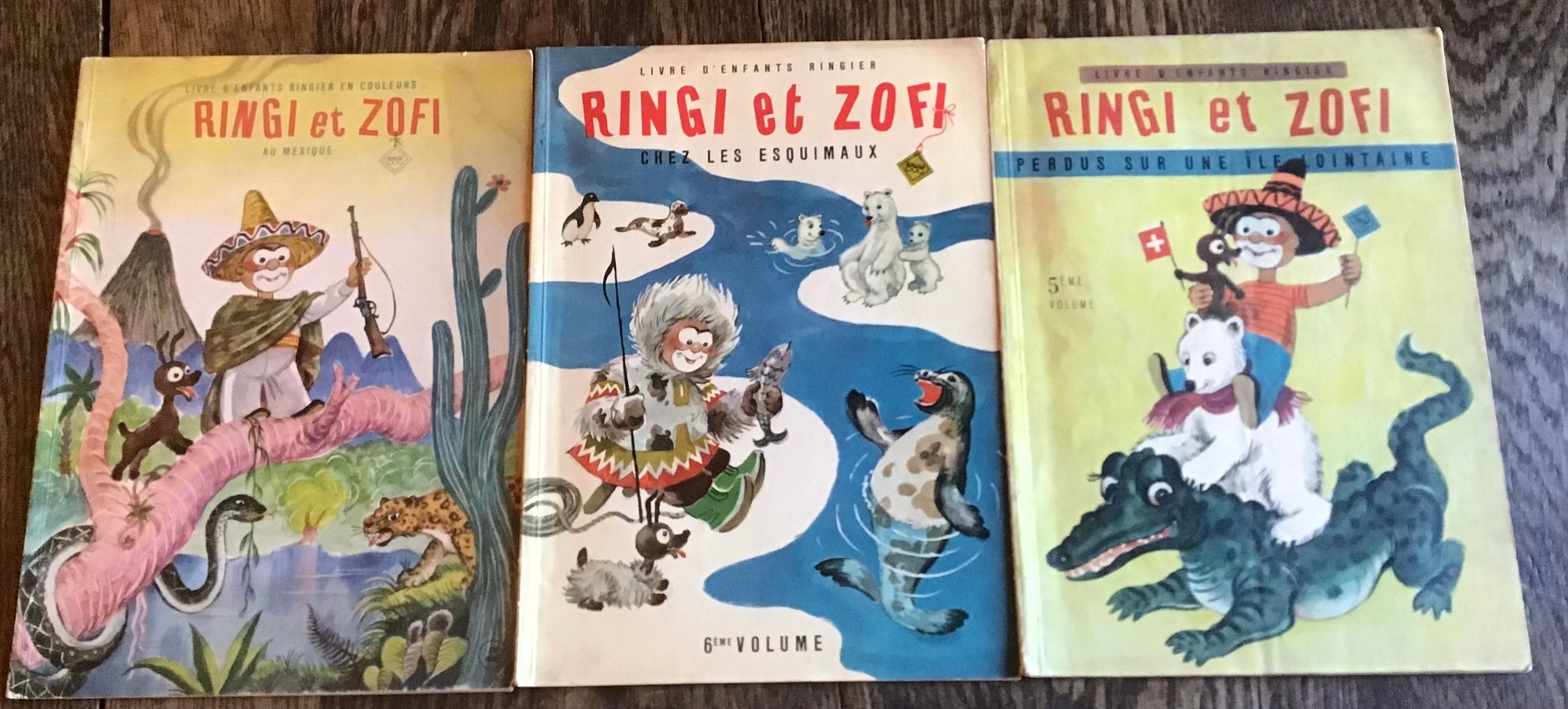 Ringi et Zofi Livre d’enfants Ringier Dessins de Hugo Laubi 3 albums in folio 1952,1953,1954 Bel état