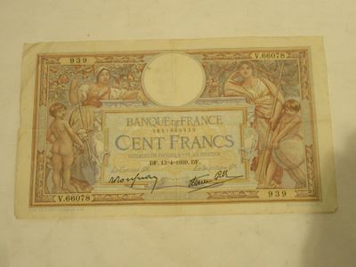 un ancien billet de banque français sur lequel figurent les portraits d'une femme et d'un homme