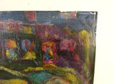 a painting on the wall of a room with a painting on the wall