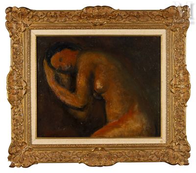 une image représentant un tableau d'un homme nu, la tête entre les mains