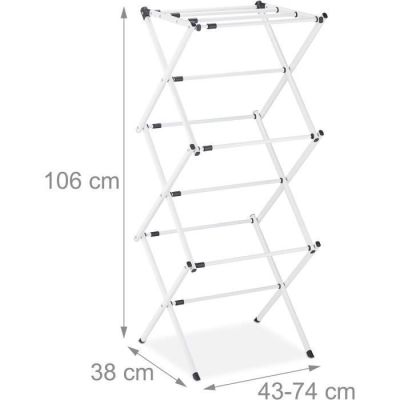 une photo d'un séchoir à linge blanc avec ses dimensions