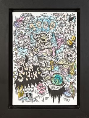 drawing of a picture of a group of people with various items