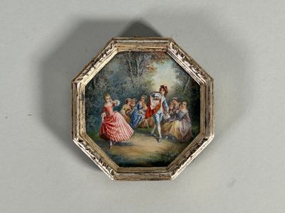 une photo d'une peinture miniature représentant un groupe de personnes