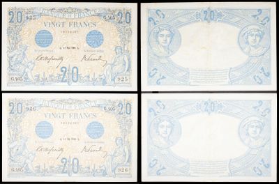 four different bank notes of different shapes and colors