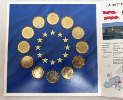 an image of a picture of a book with a picture of a european flag and a bunch of coins