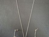 a silver necklace and earring set with a tree of life design