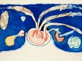 une image représentant un dessin d'un vase contenant des fleurs