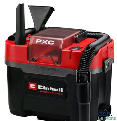 an image of a red and black vacuum cleaner with a black hose