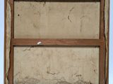 an old picture of a wooden frame with a piece of paper sticking out of it