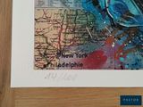 a picture of a picture of a map with a bird on it