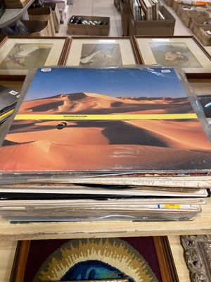 beaucoup de disques posés sur une table dans un magasin